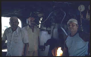 Albie (on the right)  with his firemen on their passenger link WG, based at Daund.